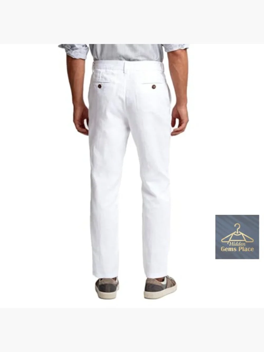 Men's 100% Linen Pants Smart Casual Summer Trousers with Pockets